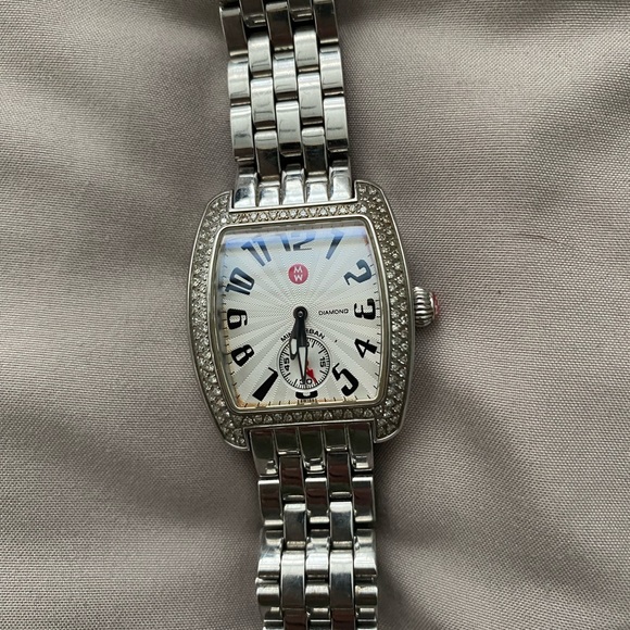 Michele Silver Stainless Steel Diamond Accent Women\'s Watch with White Dial. main image 5